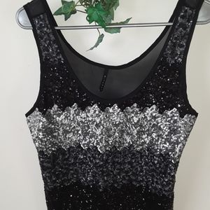 Sequin Sheer Back Sleeveless Top